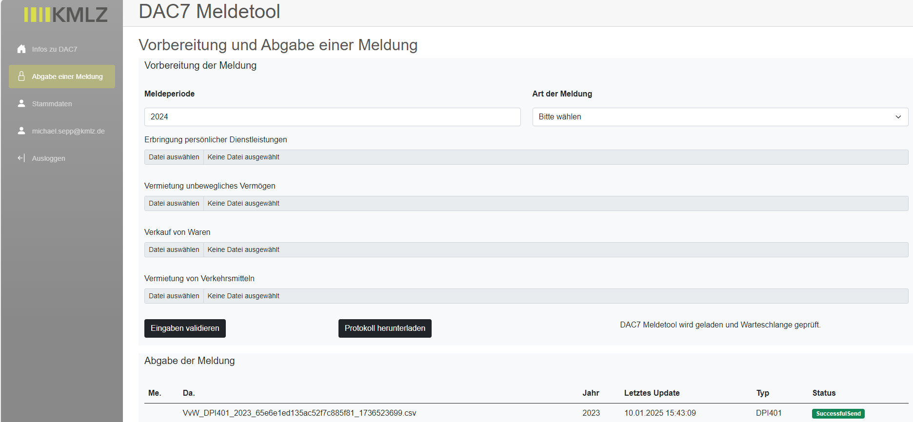 Screen Stammdaten